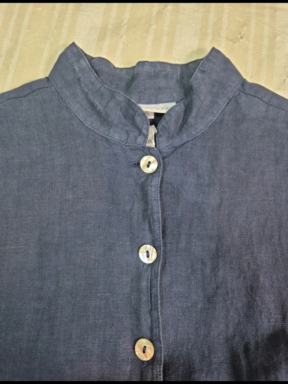 Bryn Walker Women Top Size S Sleeveless Mandarin Collar Linen Button Up Blue 68 - Picture 3 of 11